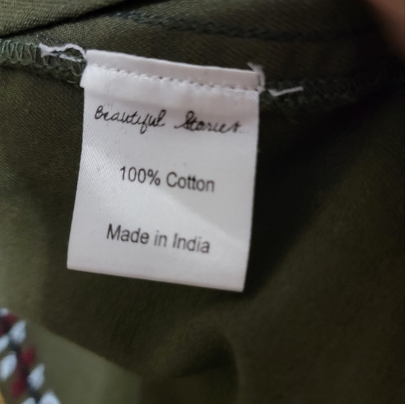 Anthropologie Beautiful Stories Oversize Green Embellished Boho Jacket Sz M - Picture 6 of 7